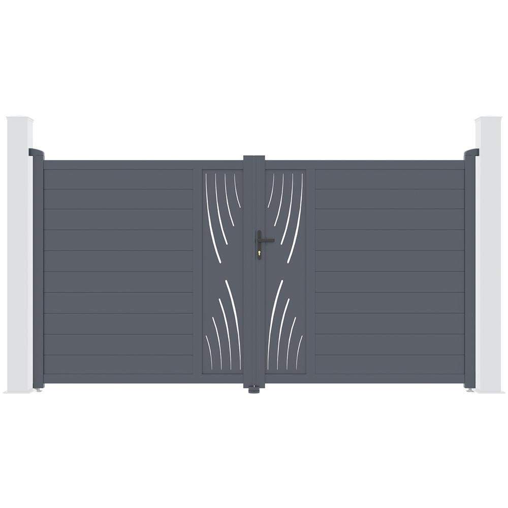 Pack Cancello A Battente Veleta 300b180 + 2 Pali Alluminio H. 190cm Grigio - Foto 2