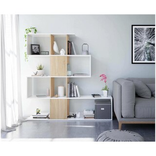 Libreria A 7 Cubi Vintage 80x24x106 Cm – Scaffale In Legno 3 Ripiani Con Gambe – Organizzatore Per Soggiorno E Camera