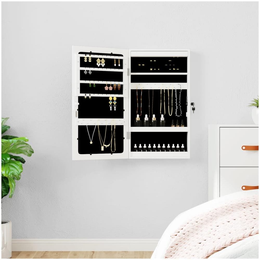 Armadio Portagioie A Specchio Con Luci Led A Parete Bianco - Foto 1