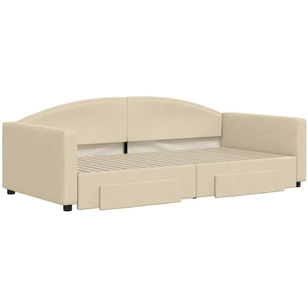 Divano Letto Estraibile Con Cassetti Crema 100x200cm In Tessuto - Foto 2
