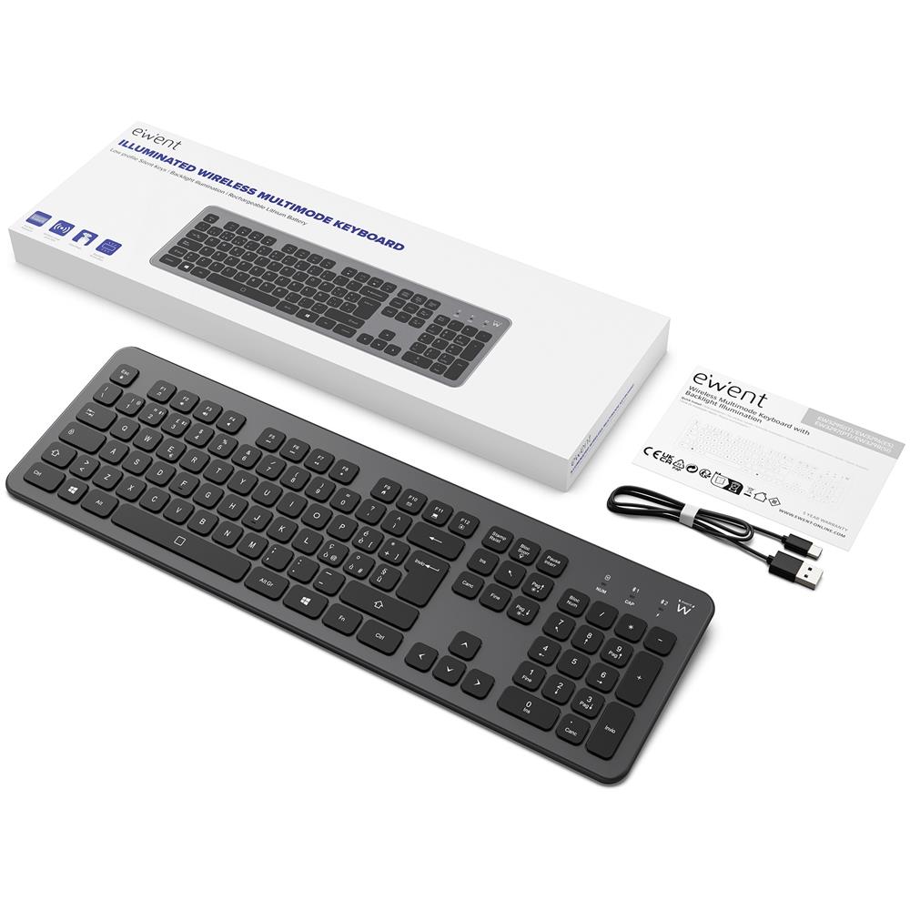 Tastiera Wireless EW3296 (Layout Spagnolo) Colore Nero, Grigio - Foto 2