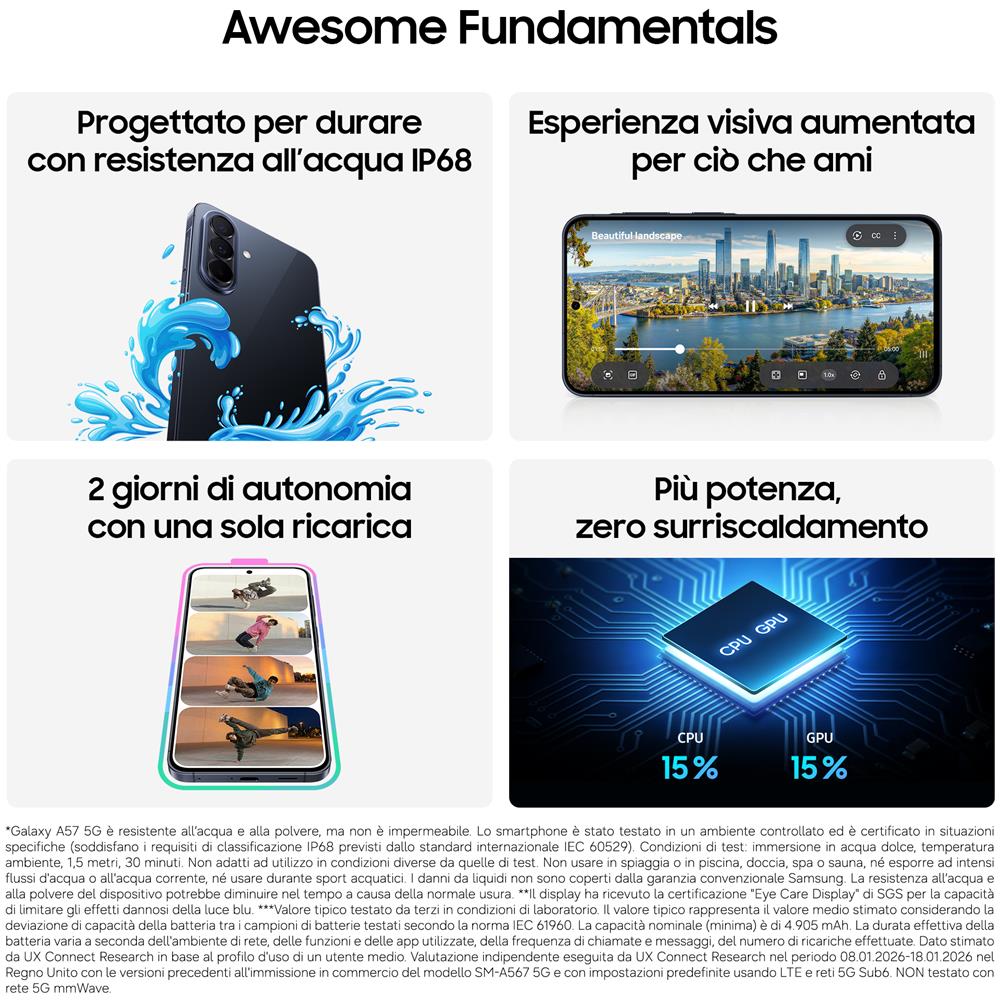 Galaxy A57 5G 128GB 8GB Ram Display 6,7" Super AMOLED 120Hz Full HD+ Camera 50+12+5MP Selfie 12MP Dual nanoSim (+eSim) Android 16 Exynos 1680 5000mAh Awesome Icyblue - Foto 13