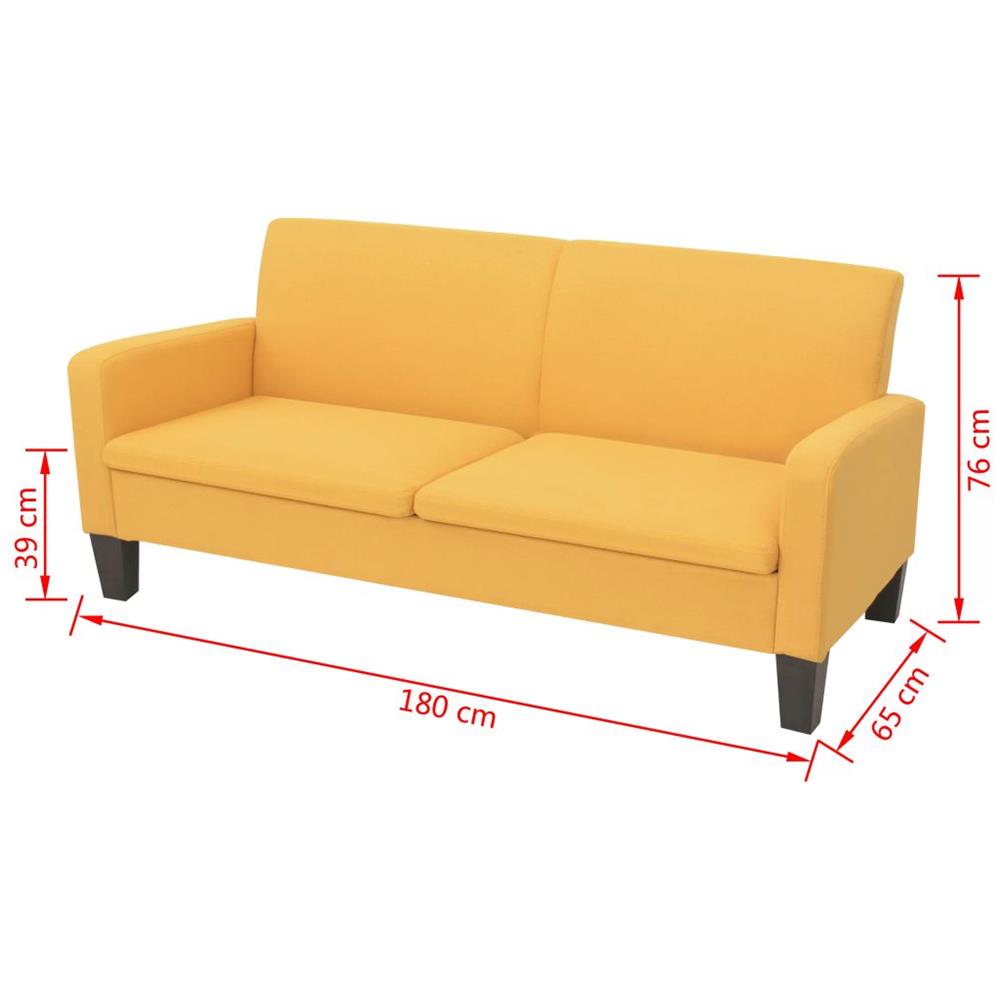 Divano a 3 Posti 180x65x76 cm Giallo - Foto 4