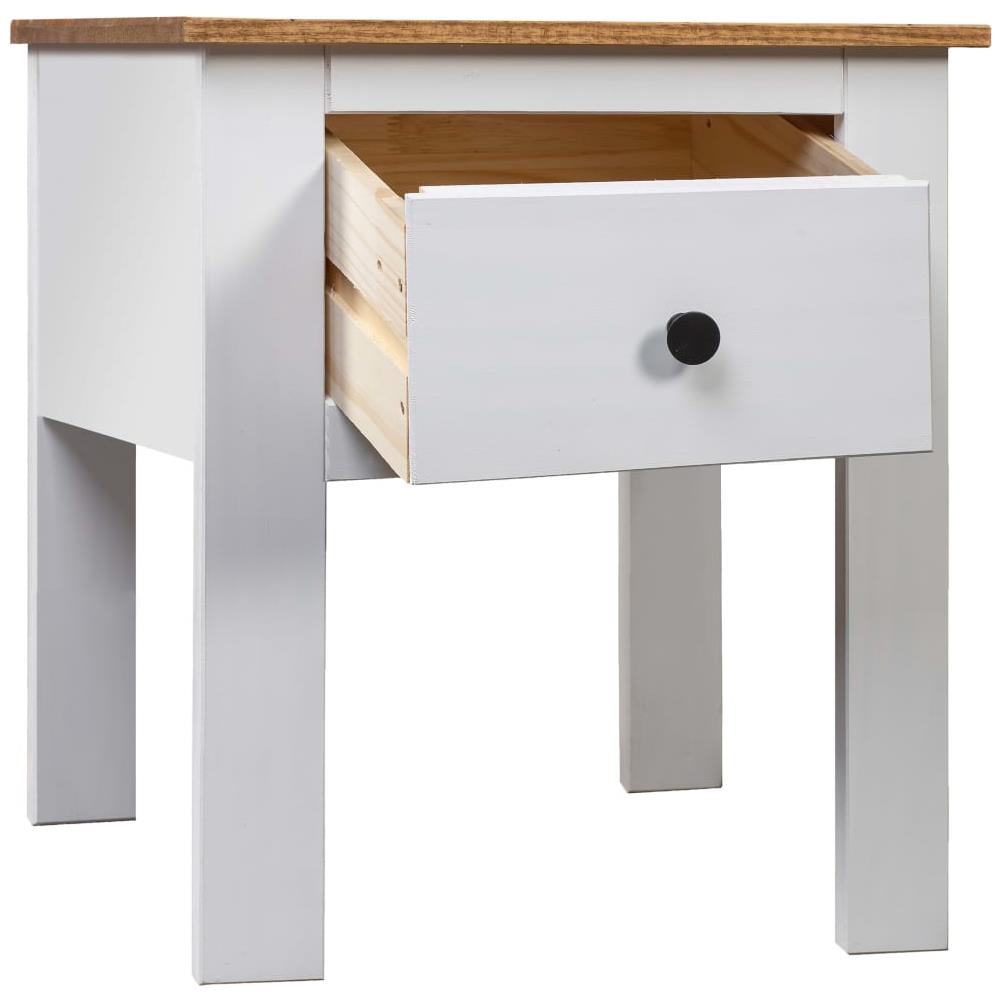 Comodino Bianco 46x40x57 cm in Legno di Pino Panama Range - Foto 2