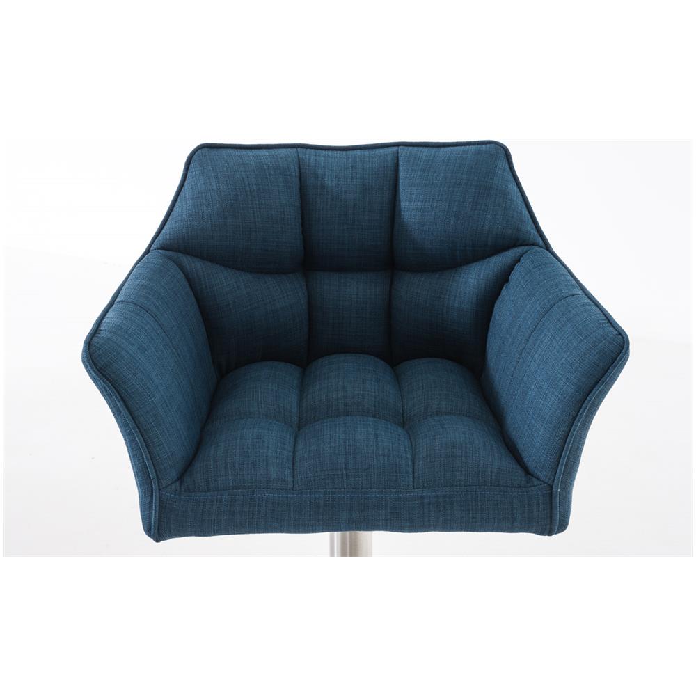 Sgabello Alto Bar Damaso I Sgabello Design Cucina Trapuntato in Tessuto con Braccioli E Schienale Imbottiti l Sedia Sgabello Bar Pub con Poggiapiedi Blu Acciaio Inox - Foto 5