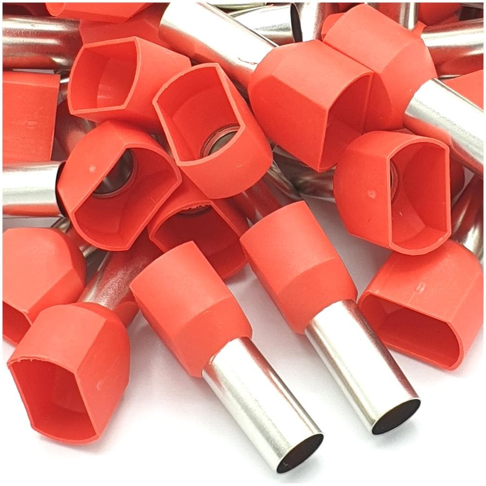 Terminali 100pcs 10mm Rosso Doppiù Innesto A Crimpare Terminali Terminali Isolati - Foto 1