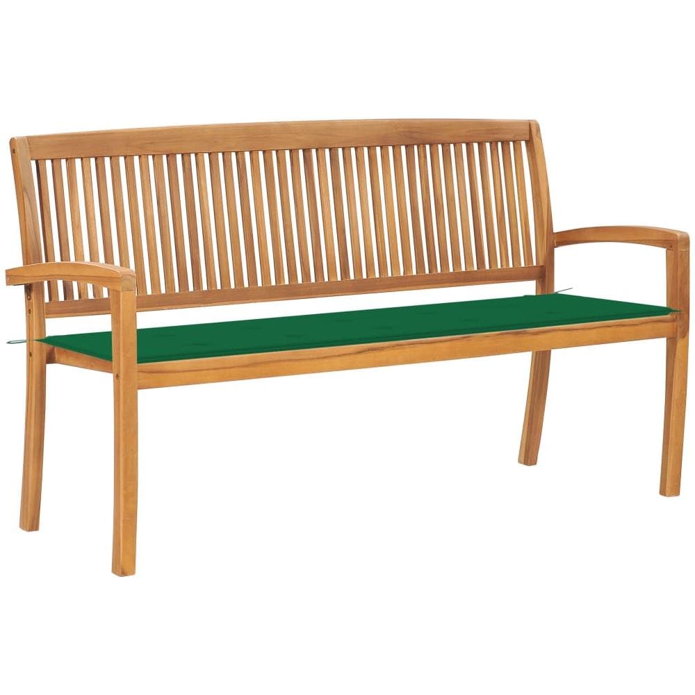 Panchina Da Giardino Impilabile Con Cuscino 159cm Teak Massello - Foto 1