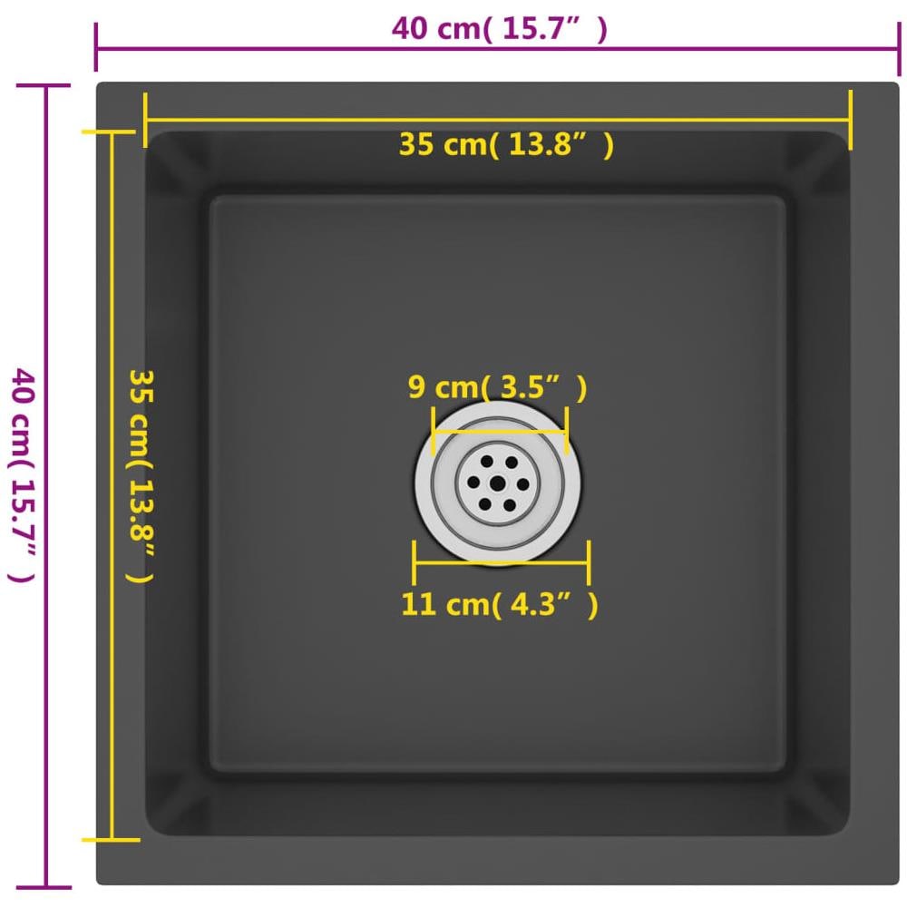 Lavello Da Cucina Lavorato A Mano Con Filtro Nero Acciaio Inox - Foto 8
