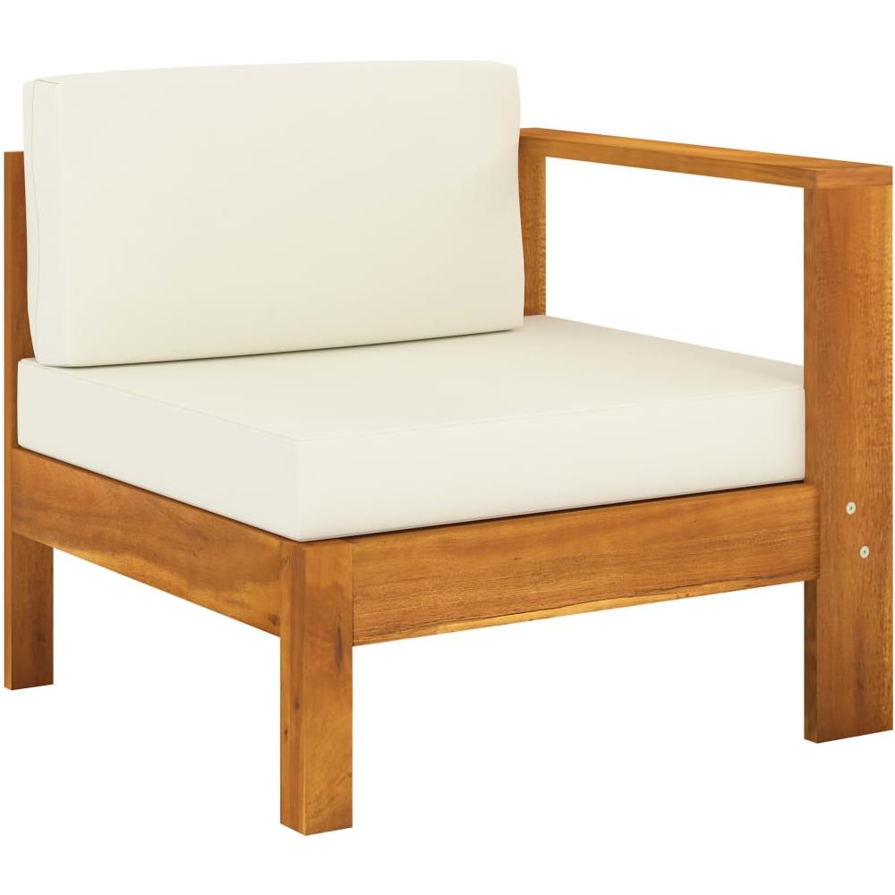 Set Divani Giardino 8 pz Cuscini Bianco Crema in Legno d'Acacia - Foto 2