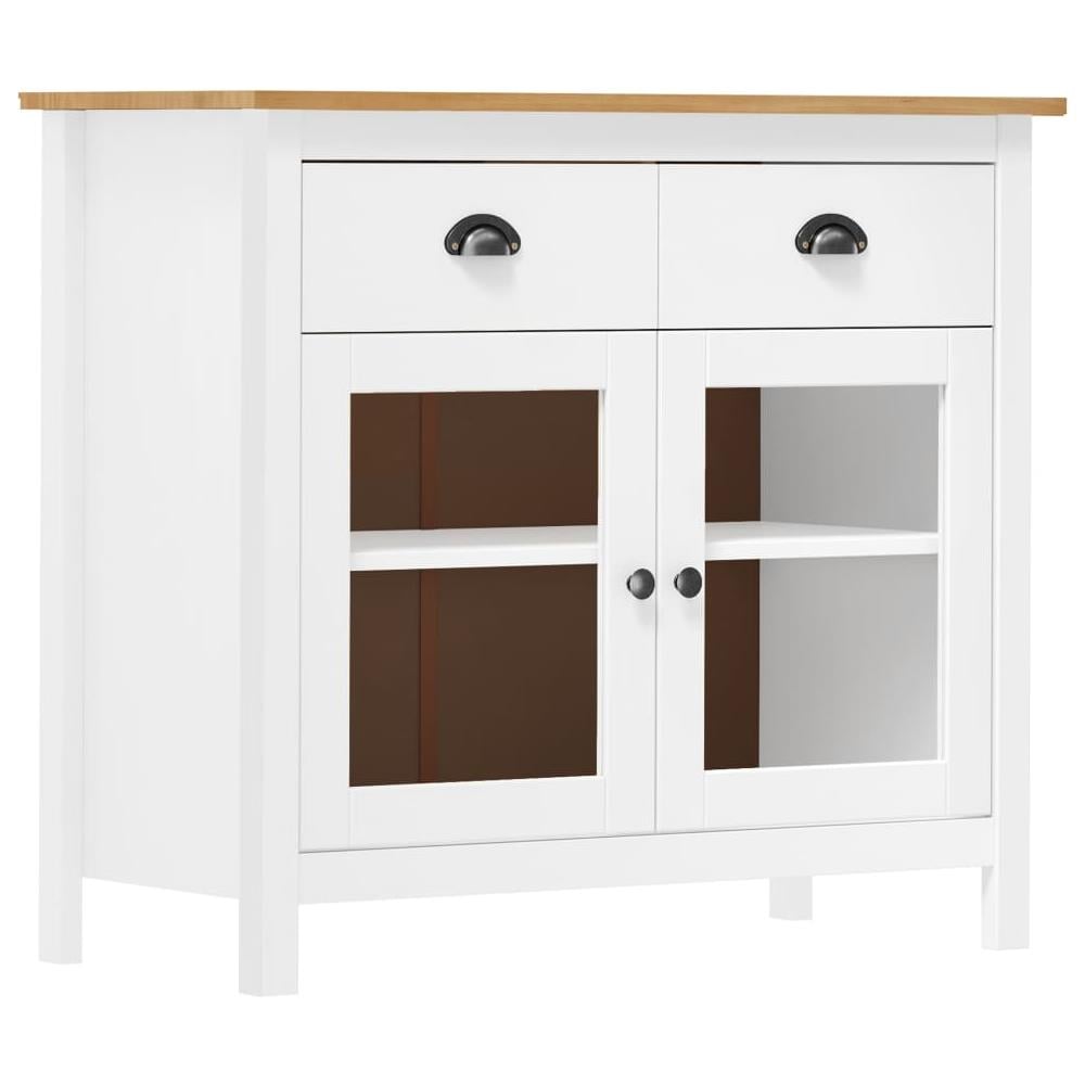 Credenza Hill Bianca 90x40x80 cm in Legno Massello di Pino - Foto 1