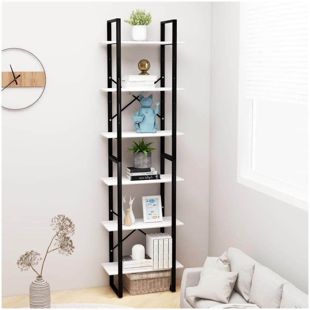 Scaffale Portaoggetti Bianco 60x30x210 cm in Legno Multistrato - Foto 3