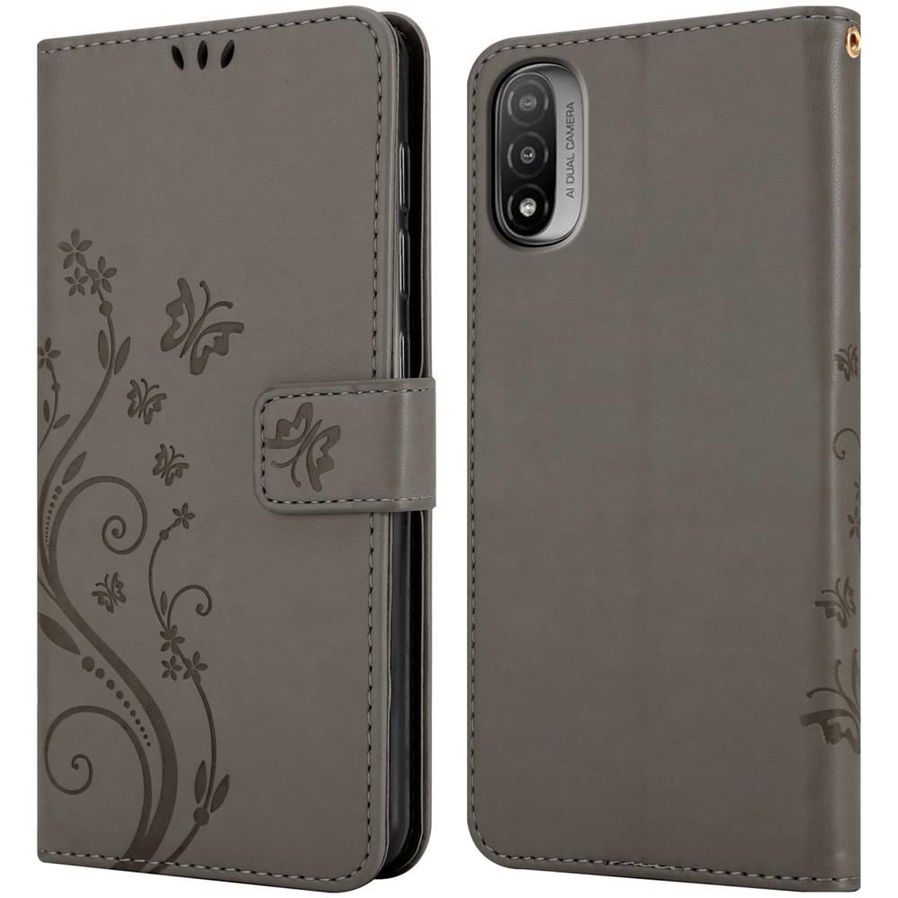 Cadorabo Custodia Compatibile Con Motorola Moto E20 / E30 / E40 In Grigio Fiore - Coperchio Protettivo In Design Floreale Con Chiusura Magnetica, Funzione Stand E Slot Per Carte - Foto 7