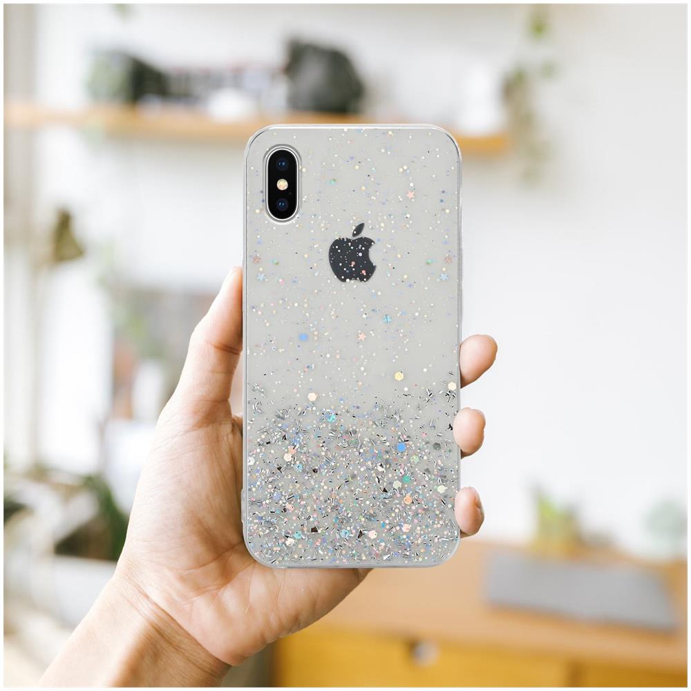 Custodia Compatibile Con Apple Iphone X / Xs In Trasparente Con Glitter - Coperchio Protettivo In Silicone Tpu Flessibile Con Glitter Scintillanti - Foto 8