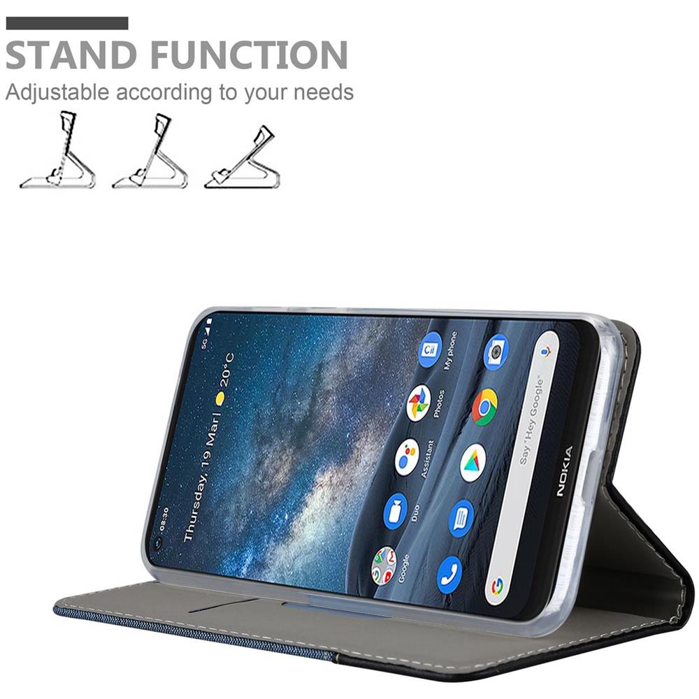 Custodia Compatibile Con Nokia 8.3 In Blu Scuro Nero - Coperchio Protettiva Con Chiusura Magnetica, Funzione Stand E Tasca Per Le Carte - Foto 2