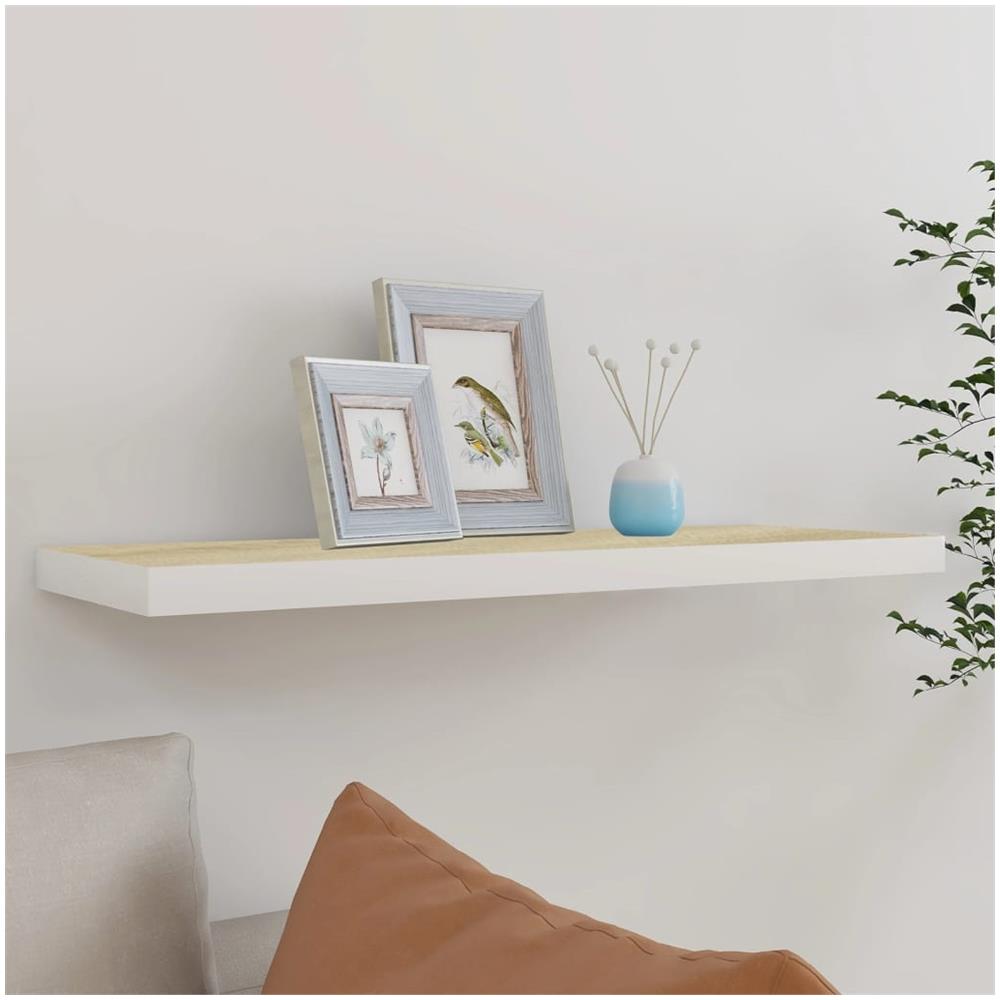 Scaffale A Parete Rovere E Bianco 80x23,5x3,8 Cm In Mdf - Foto 1