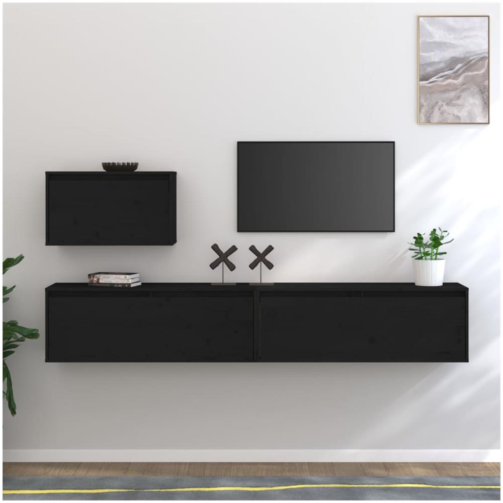 VidaXL Set Parete Attrezzata Porta TV Con Luci LED 5 Pz Nero Lucido - 8
