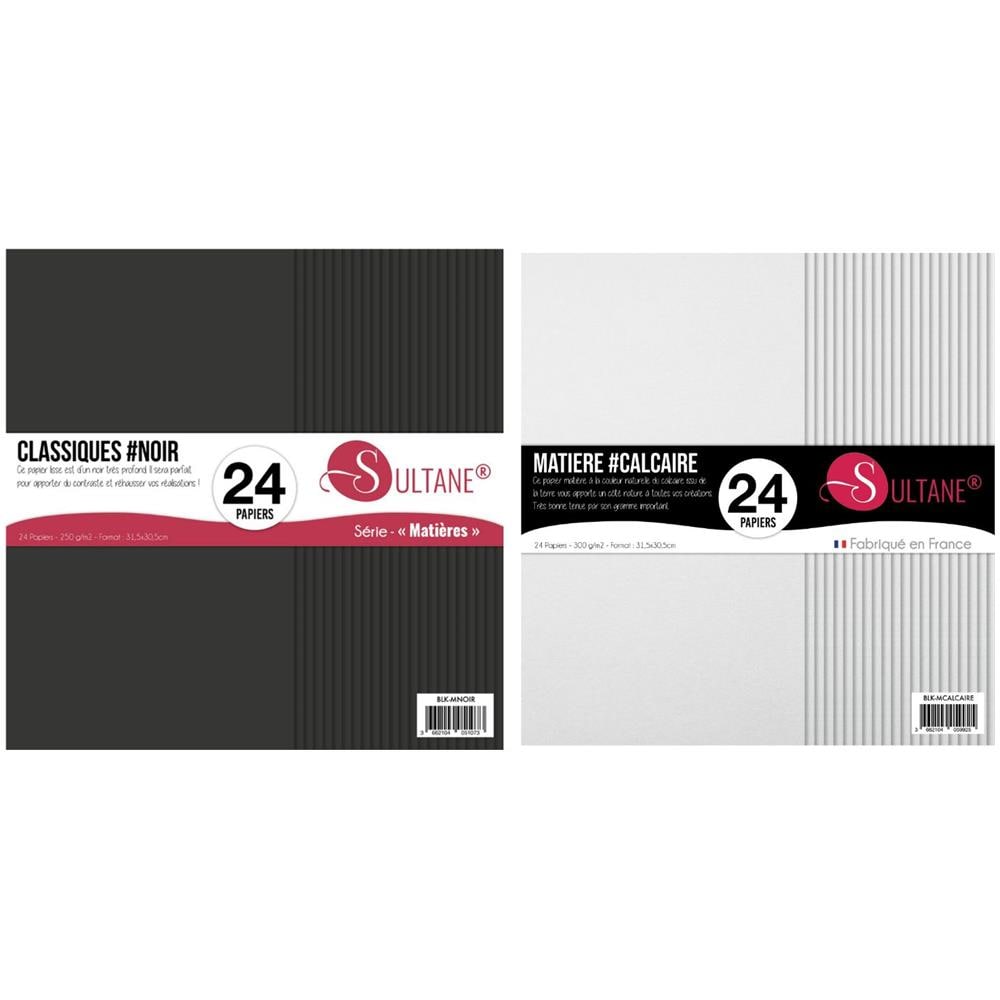 48 Carte Scrapbooking Nero + Bianco - 300g / m2, A: 30,5 Cm - Foto 1