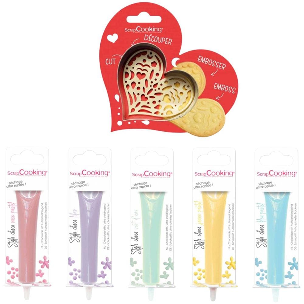 Kit Di Biscotti Con Cuore In Rilievo + 5 Penne Choco Pastello - Foto 1