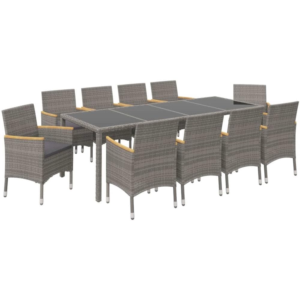 Set Da Pranzo Esterni 11pz Con Cuscini Polyrattan Nero E Grigio - Foto 3