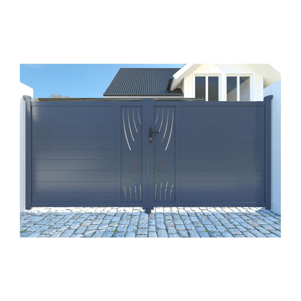 Pack Cancello A Battente Veleta 350b180 + 2 Pali Alluminio H. 190cm Grigio - Foto 2