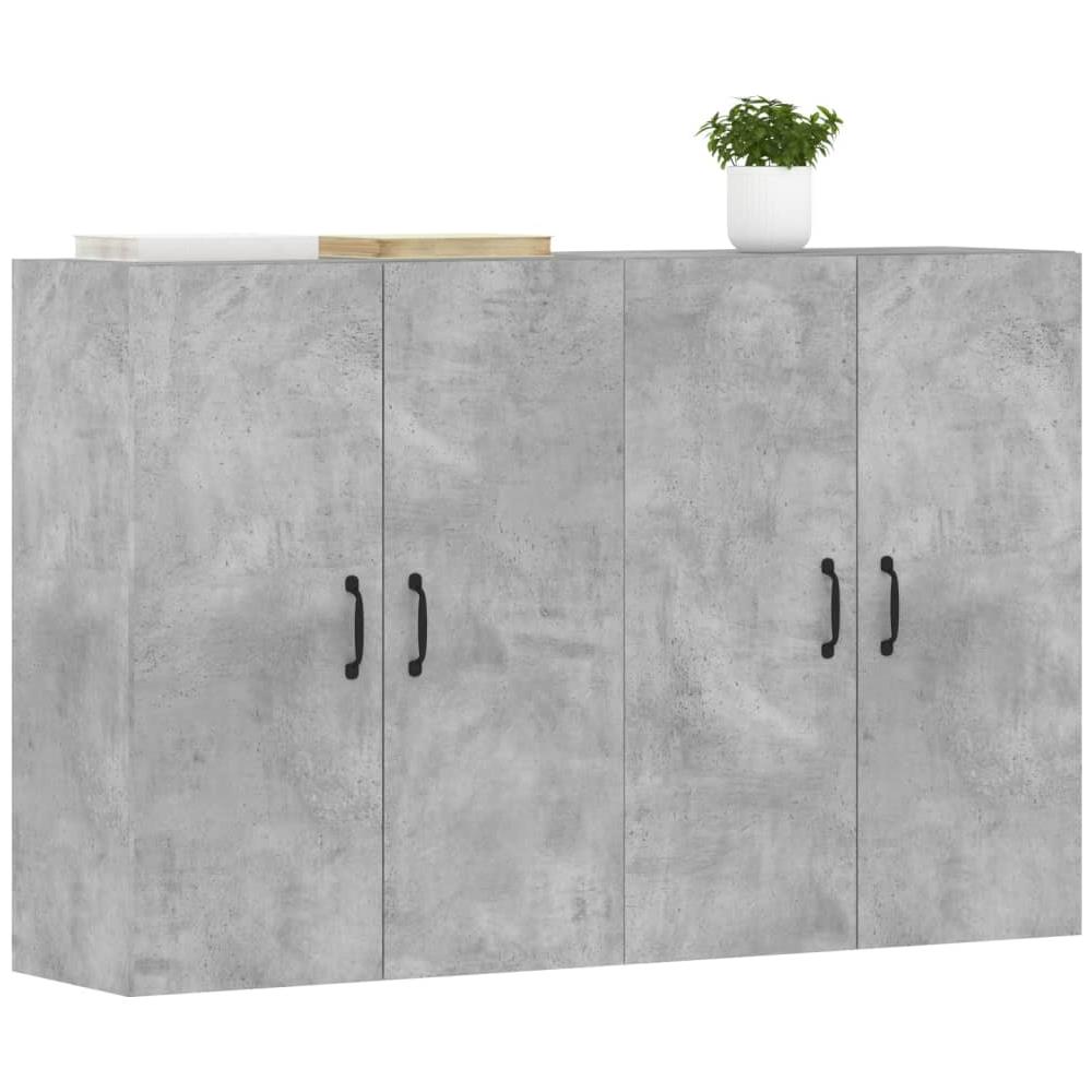 Armadietti A Parete 2 Pz Grigio Cemento In Legno Multistrato - Foto 2