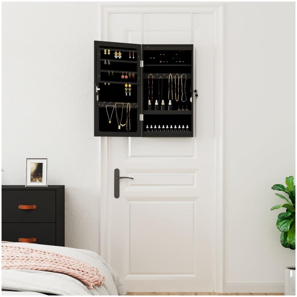 Armadio Portagioie A Specchio Con Luci Led A Parete Nero - Foto 3