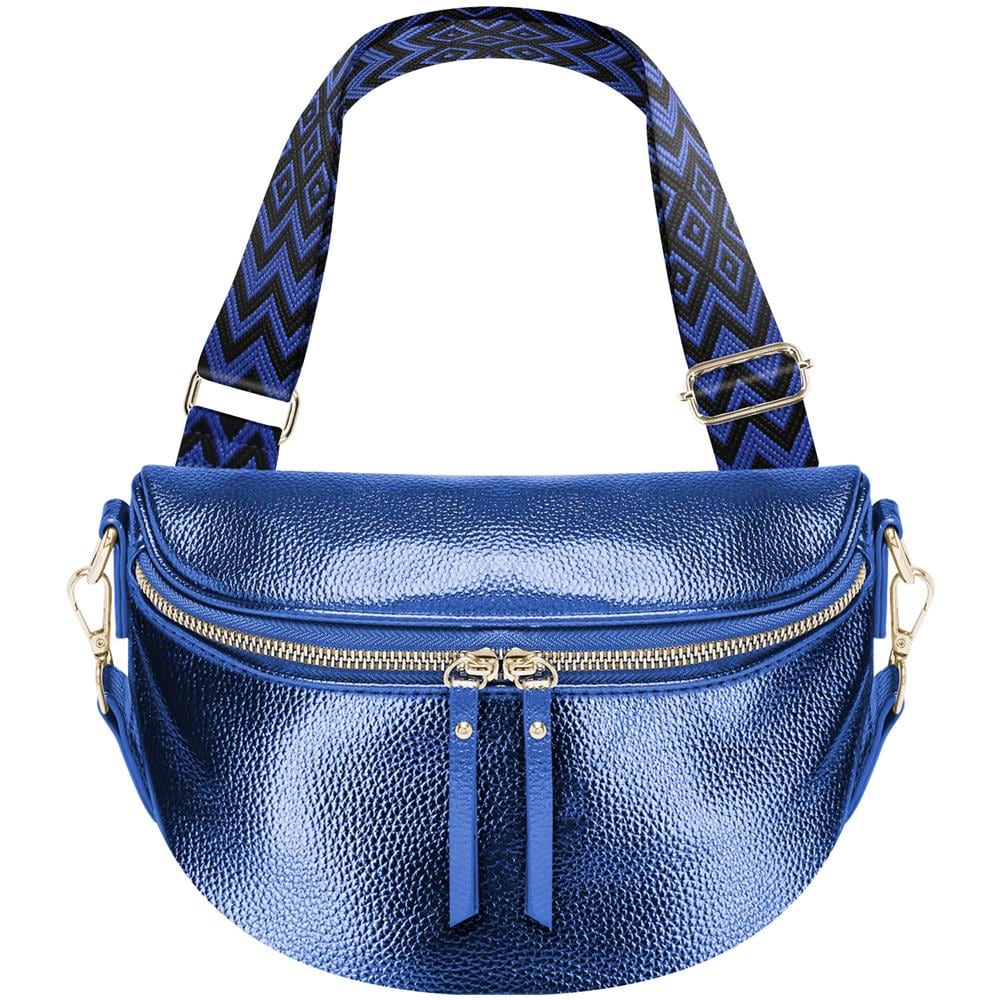 Marsupio Con Tracolla Stampa Geometrica, Blu - Foto 1