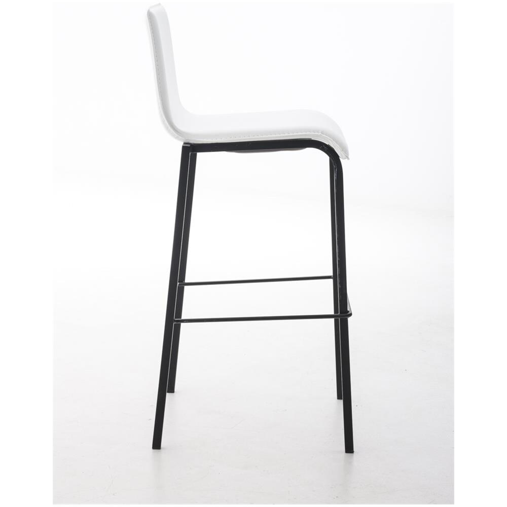 Sgabello Bar Impilabile Avola In Metallo Nero E Similpelle I Sedia Alta Da Cucina Con Schienale Altezza Seduta 78 CM Bianco - Foto 2