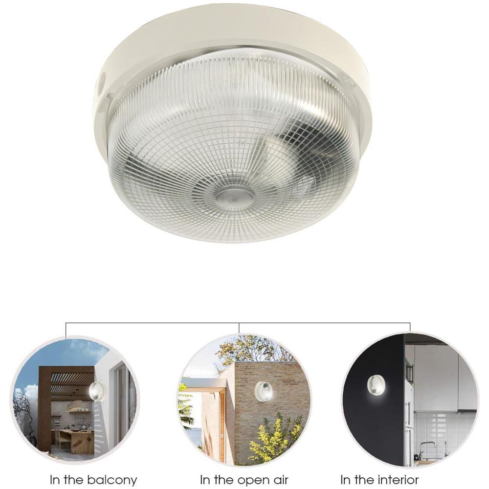 Applique Tonda 22cm In Plastica + Vetro E27 Max 60w Bigbob Bianco - Foto 2