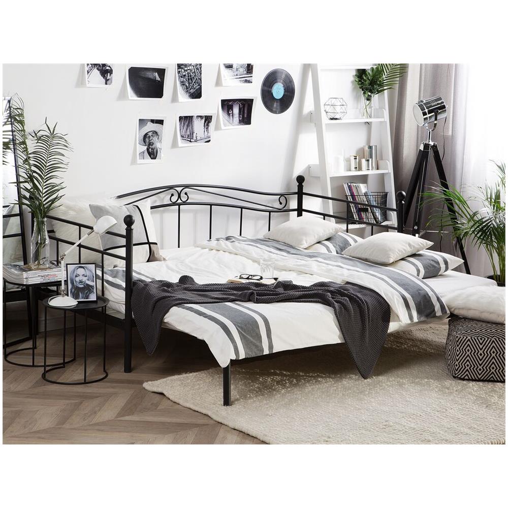 Letto Estensibile In Metallo Nero 80-160x200 Cm Tulle - Foto 2