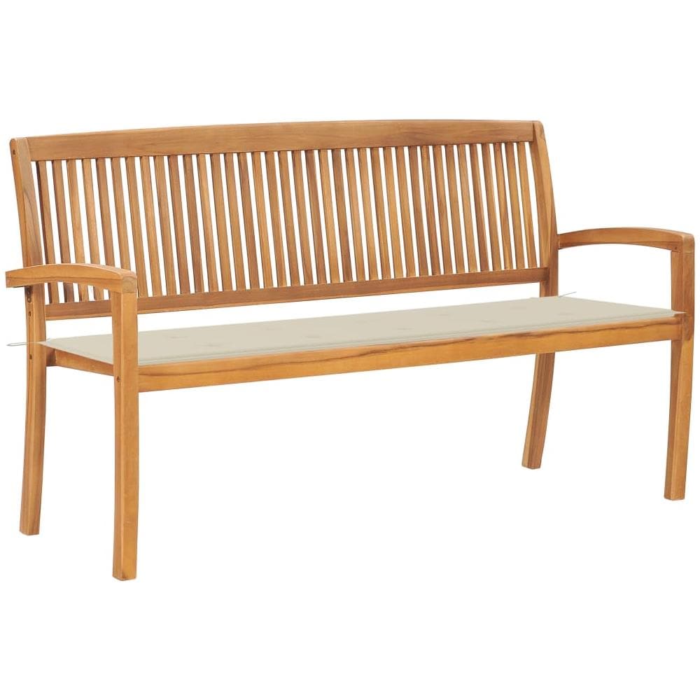 Panchina Da Giardino Impilabile Con Cuscino 159cm Teak Massello - Foto 1