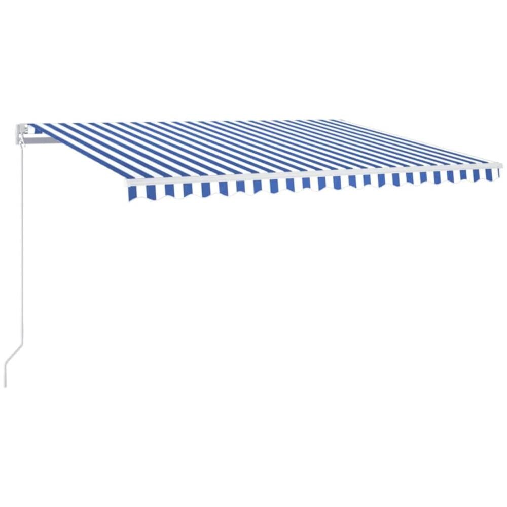 Tenda Da Sole Retrattile Manuale 400x350 Cm Blu E Bianca - Foto 1