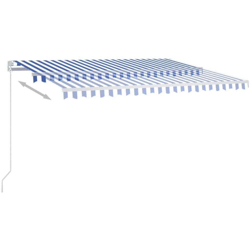 Tenda Da Sole Retrattile Manuale 400x350 Cm Blu E Bianca - Foto 6