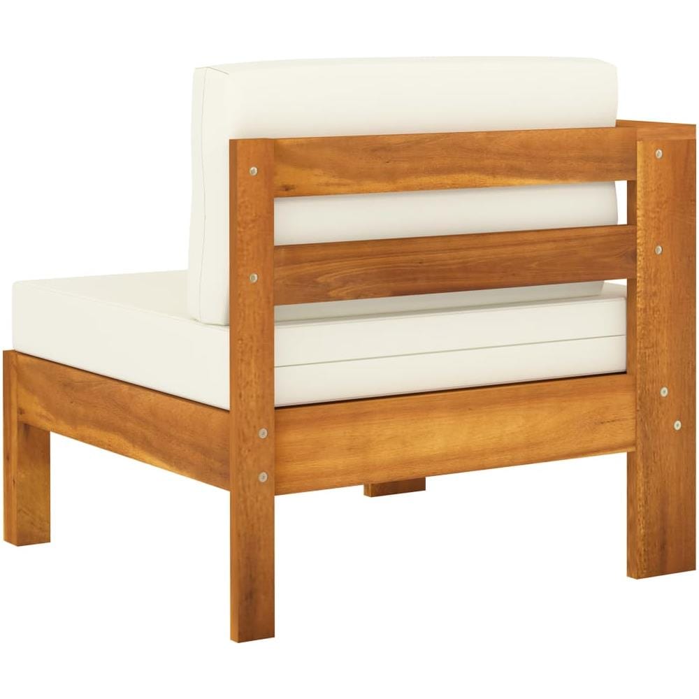 Set Divani Giardino 6 pz Cuscini Bianco Crema in Legno d'Acacia - Foto 1