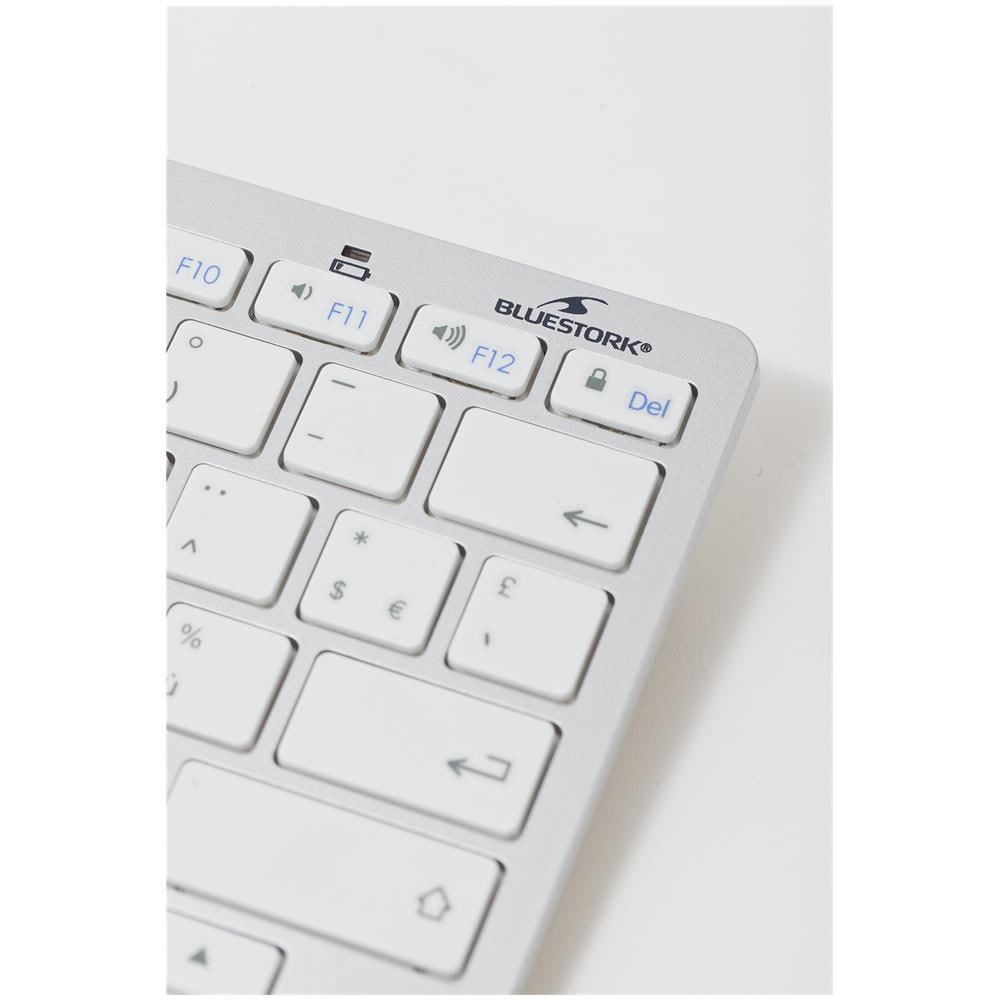 BS-KB-MICRO / BT / SP, Bluetooth, QWERTY, Computer portatile, Argento, Bianco, Batteria - Foto 2