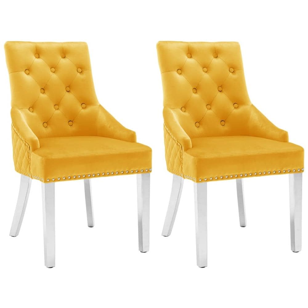 Sedie Da Pranzo 2 Pz Giallo In Velluto - Foto 1
