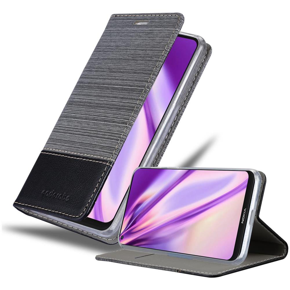 Custodia Compatibile Con Nokia 8.3 In Grigio Nero - Coperchio Protettiva Con Chiusura Magnetica, Funzione Stand E Tasca Per Le Carte - Foto 1