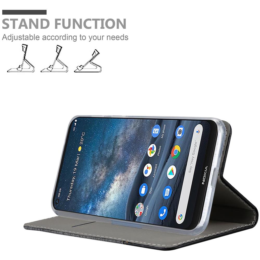 Custodia Compatibile Con Nokia 8.3 In Grigio Nero - Coperchio Protettiva Con Chiusura Magnetica, Funzione Stand E Tasca Per Le Carte - Foto 2