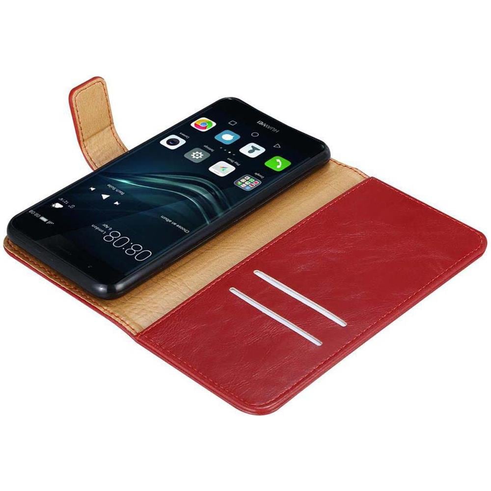 Custodia Compatibile Con Huawei P9 Plus In Rosso Vinaccia - Coperchio Protettiva Con Chiusura Magnetica, Funzione Stand E Tasca Per Le Carte - Foto 8