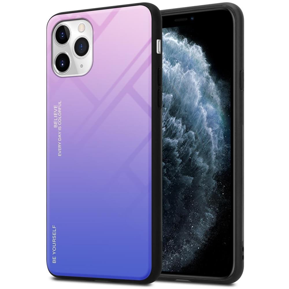 Custodia Compatibile Con Apple Iphone 11 Pro In Rosa - Blu - Coperchio Protettivo Bicolore In Vetro Temperato E Silicone Tpu - Foto 1