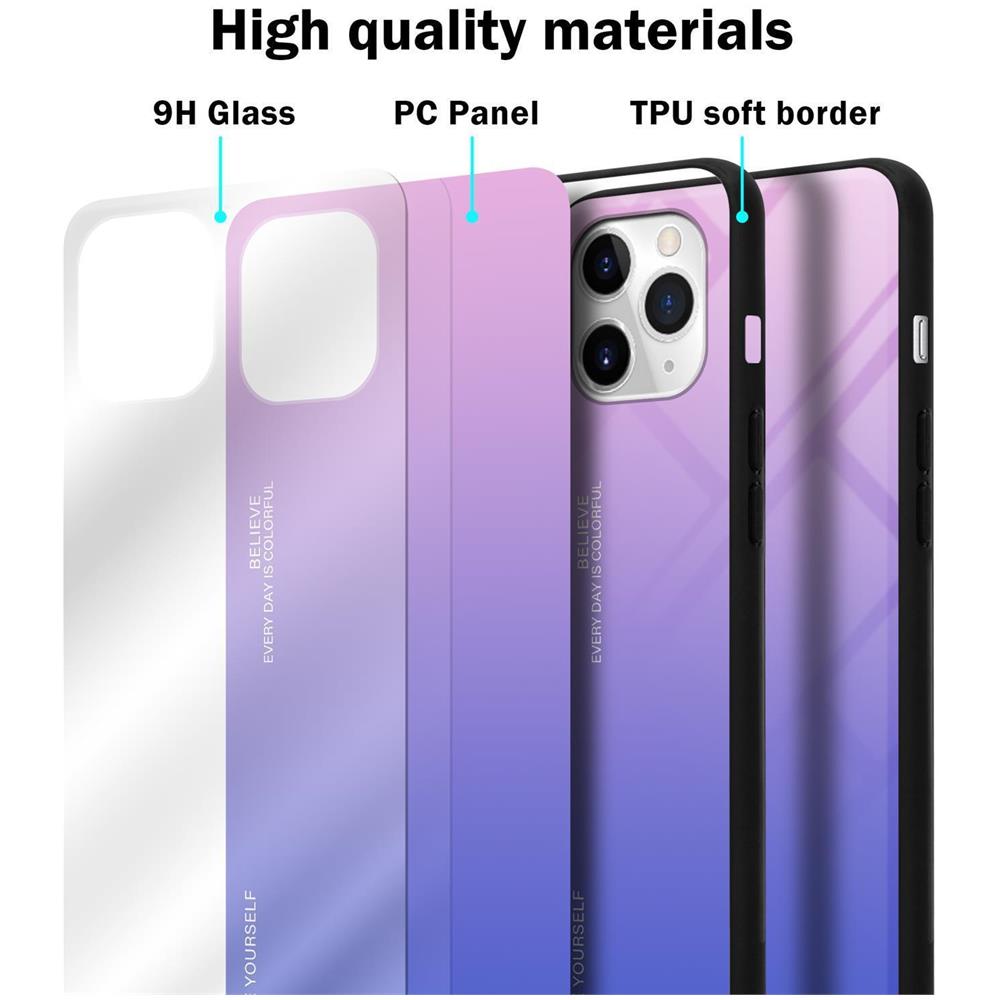 Custodia Compatibile Con Apple Iphone 11 Pro In Rosa - Blu - Coperchio Protettivo Bicolore In Vetro Temperato E Silicone Tpu - Foto 7