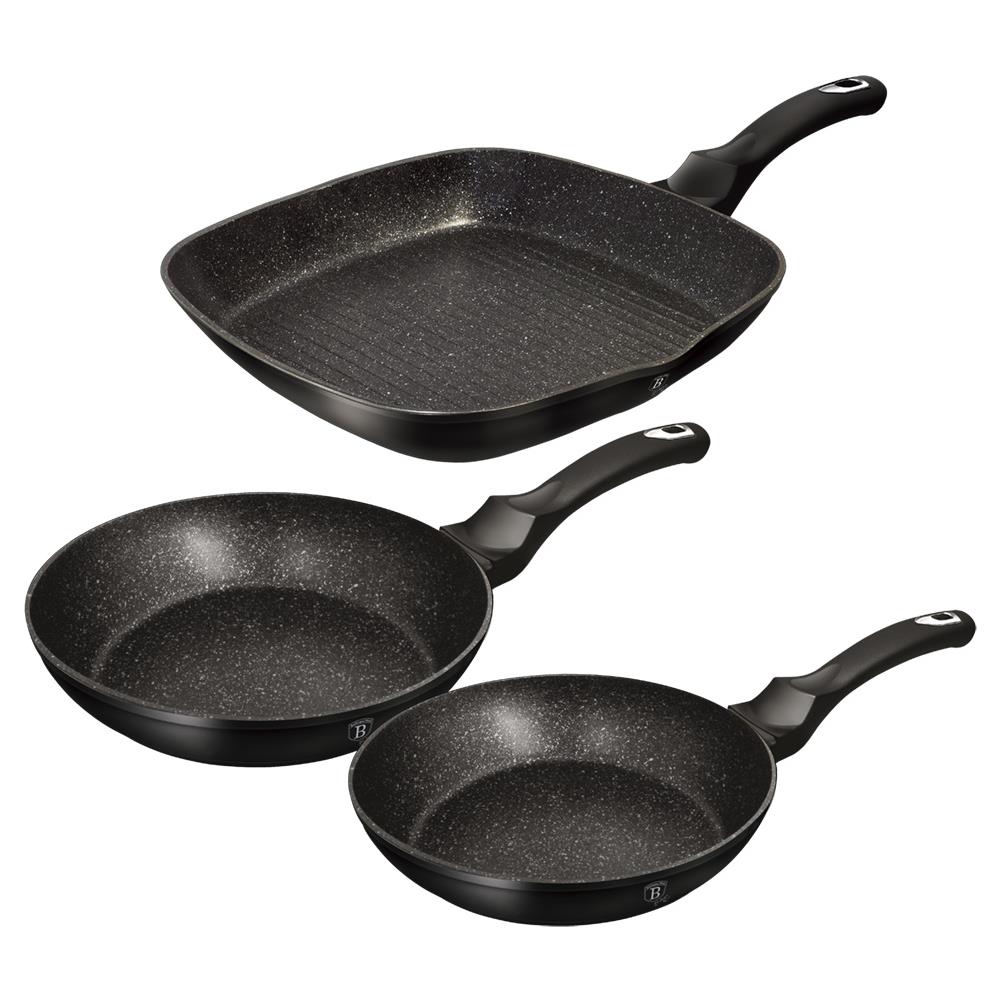 Set Di 3 Pentole Per Granito Bh-6157 Nero Argento - Foto 2