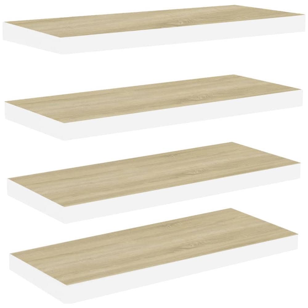 Scaffali A Parete 4 Pz Rovere E Bianco 60x23,5x3,8 Cm In Mdf - Foto 2