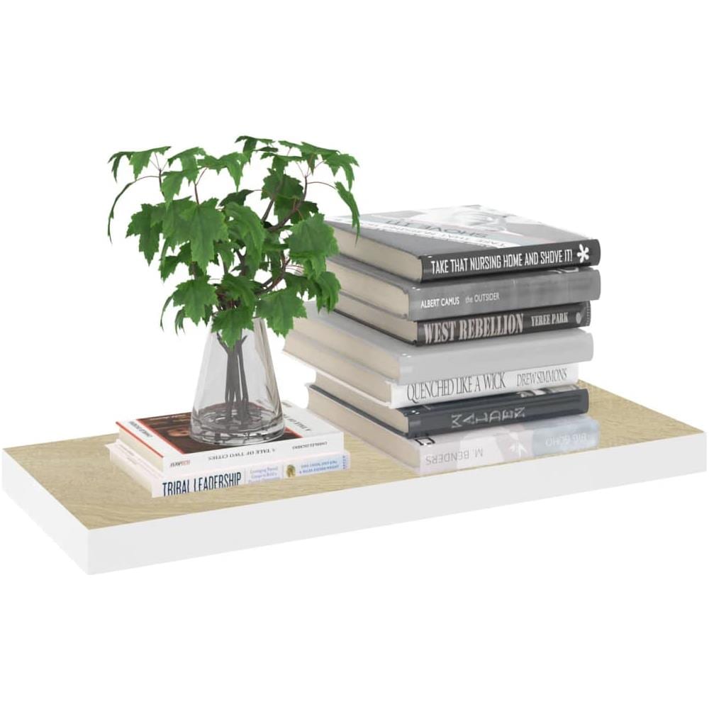 Scaffali A Parete 4 Pz Rovere E Bianco 60x23,5x3,8 Cm In Mdf - Foto 3
