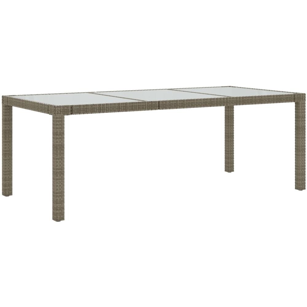 Tavolo Giardino Grigio 190x90x75 Cm Vetro Temperato Polyrattan - Foto 2
