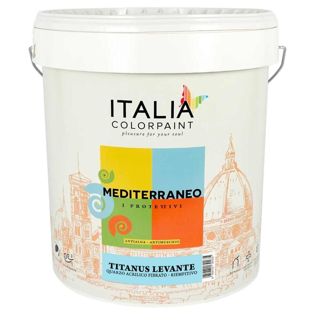 Titanus Levante Quarzo Acrilico Fibrato Riempitivo Mediterraneo Antialga *** Tinta : Bianco, Contenuto : Litri 14 - Foto 1