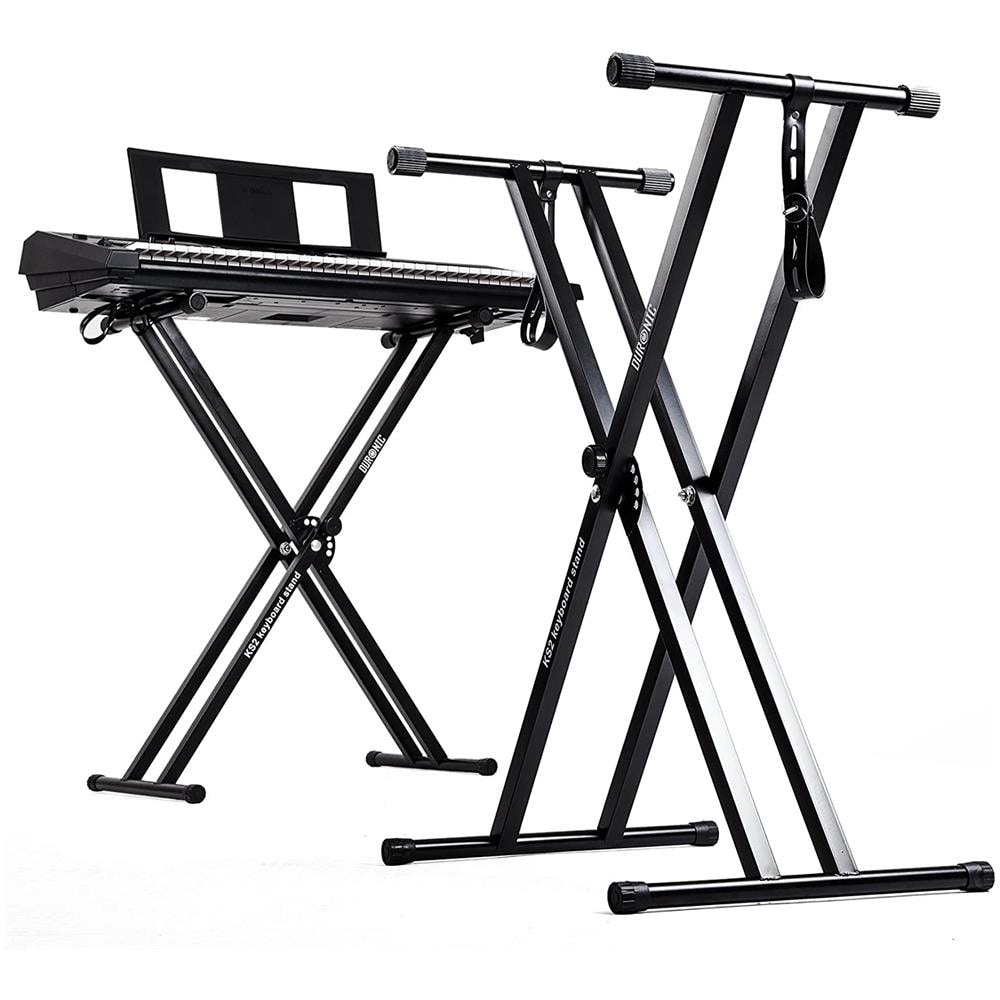 Ks2b Supporto Tastiera Musicale Con Cinghie Di Sicurezza - Altezza Regolabile E Meccanismo Di Apertura Veloce - Supporto A Doppio Rinforzo Per Tastiera - Peso Massimo 30 Kg - Foto 1