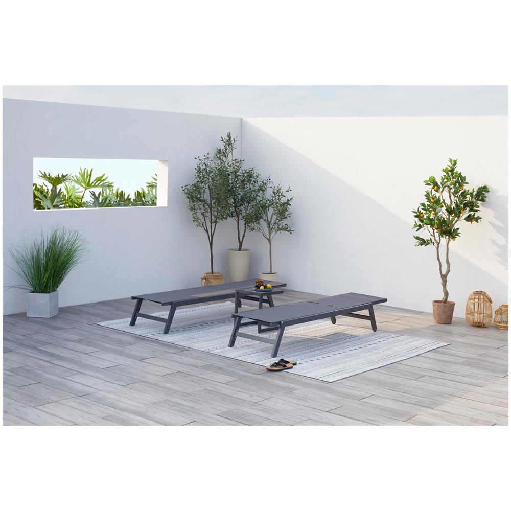 Set Di 2 Sdraio E Un Tavolino Grigio E Nero Prato - Foto 8