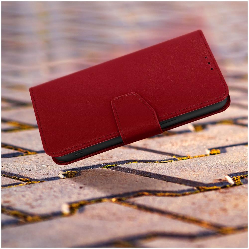 Custodia Vera Pelle Per Iphone 14 Pro Max Portacarte E Supporto Video Rossa - Foto 5