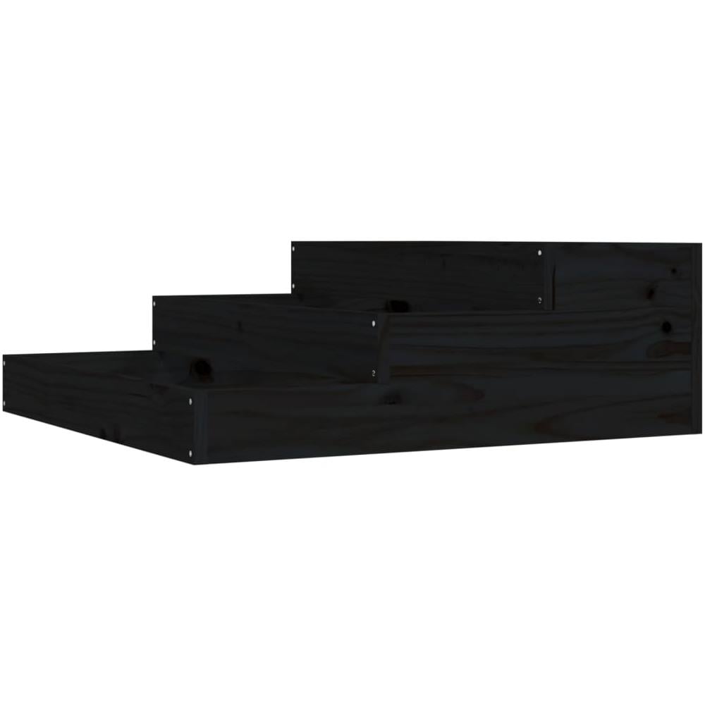 Fioriera Nera 78x78x27 Cm In Legno Massello Di Pino - Foto 1